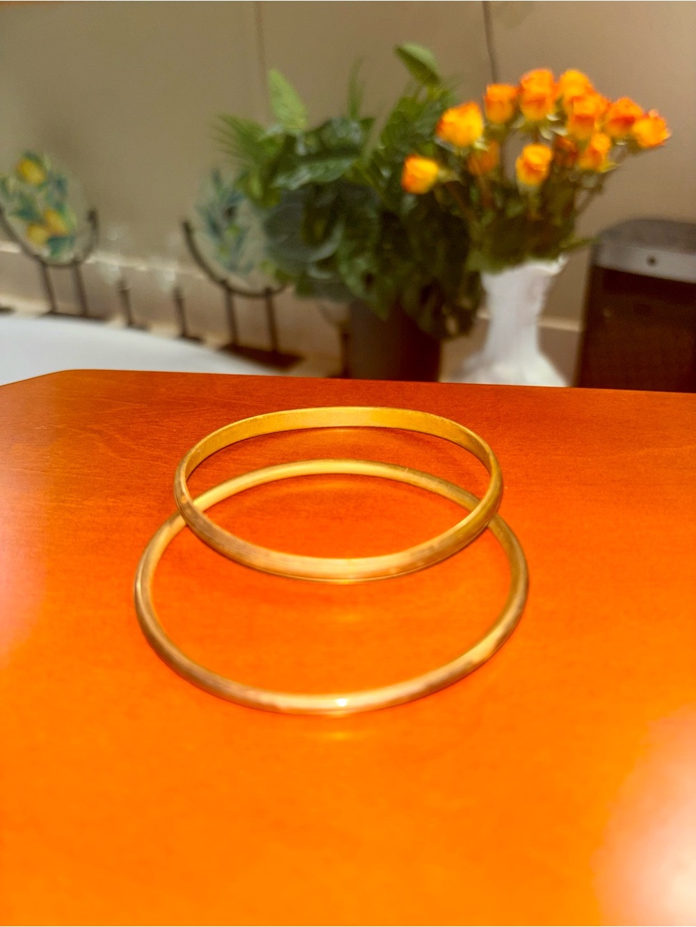 Gold Tone Plain Bangle Bracelet Set - Women Jewelry